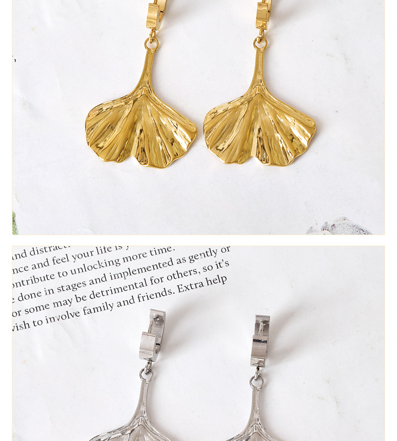 1 Pair Casual Simple Style Bow Knot Ginkgo Leaf Plating Titanium Steel Drop Earrings display picture 1