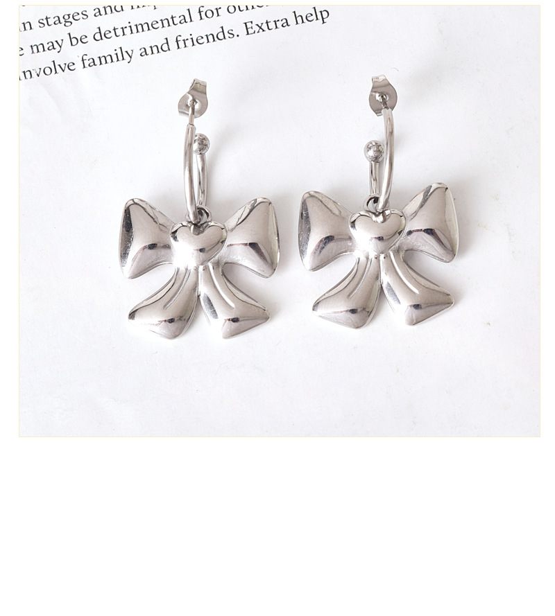 1 Pair Casual Simple Style Bow Knot Ginkgo Leaf Plating Titanium Steel Drop Earrings display picture 3