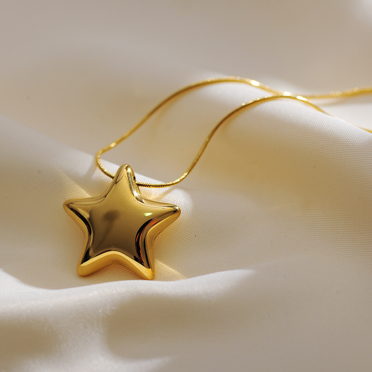 Acero Inoxidable 304 Chapados en oro de 18k Estilo IG Estilo Simple Estrella Aretes Collar display picture 8