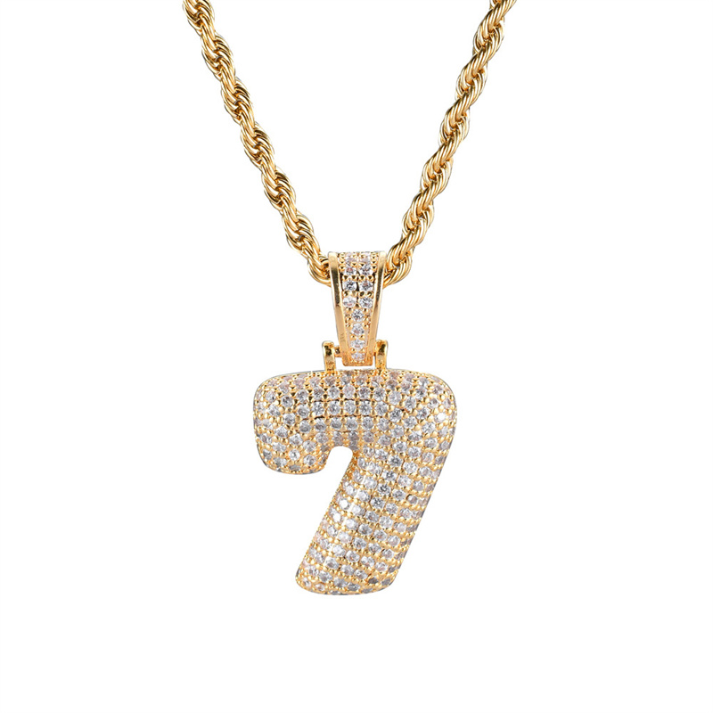 Wholesale Elegant Cute Number 304 Stainless Steel Copper Plating Inlay K Gold Plated Zircon Pendant Necklace display picture 8