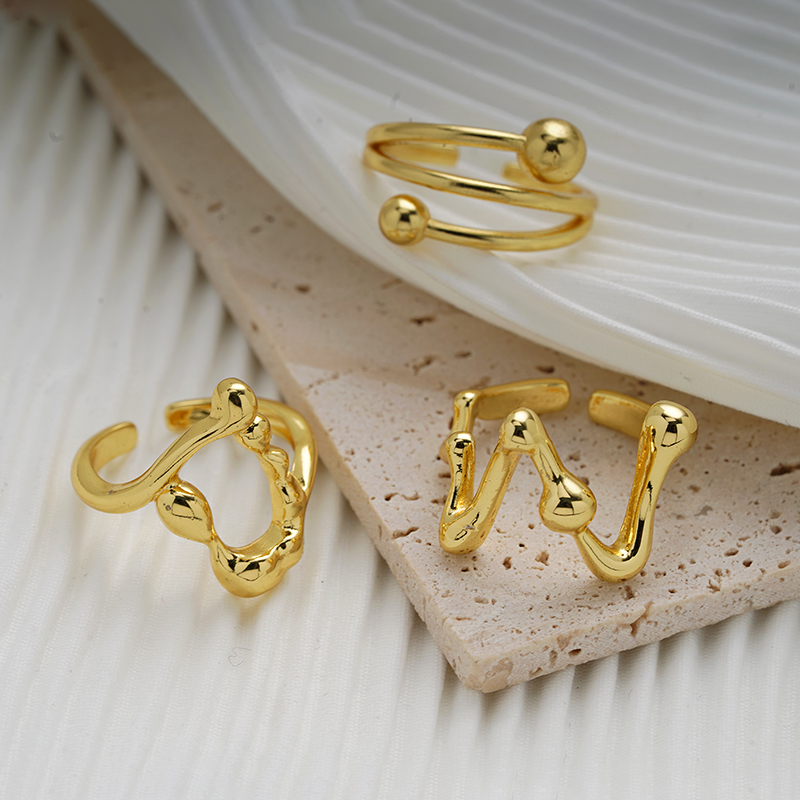 Kupfer Vergoldet Lässig Elegant Klassischer Stil Überzug Inlay Carving Irregulär Zirkon Ringe display picture 3