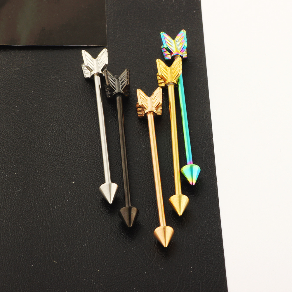 1 Piece Ear Cartilage Rings & Studs Simple Style Arrow 304 Stainless Steel Plating 18K Gold Plated Ear Cartilage Rings & Studs display picture 7
