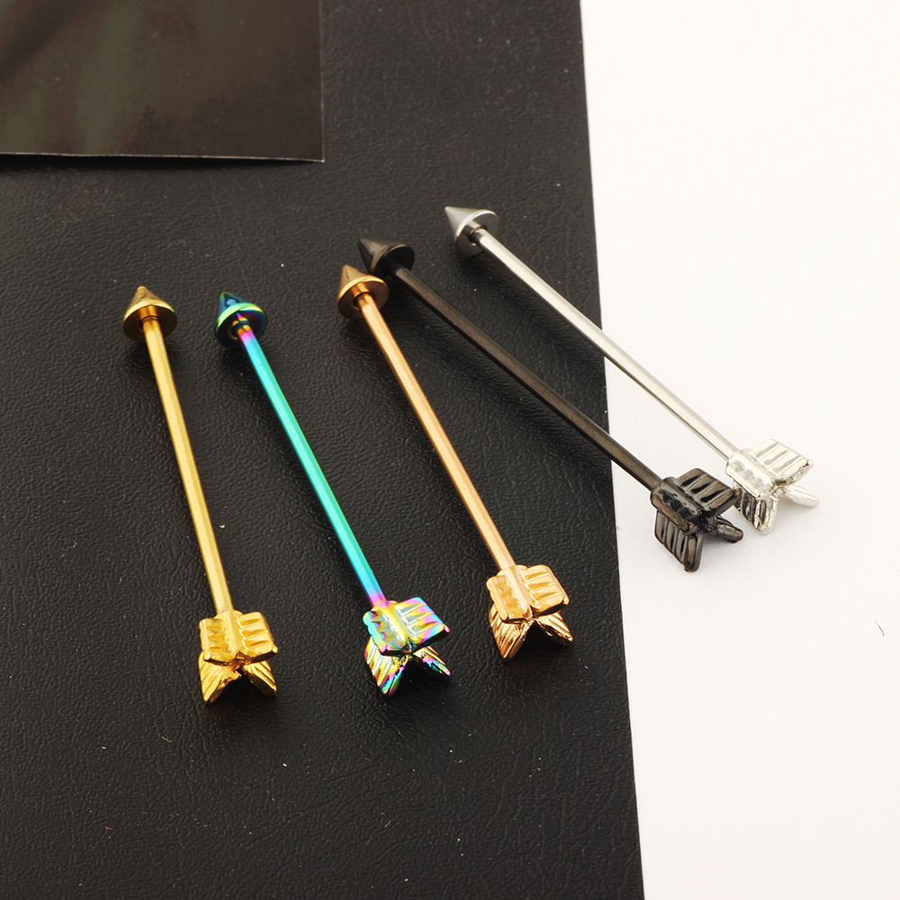 1 Piece Ear Cartilage Rings & Studs Simple Style Arrow 304 Stainless Steel Plating 18K Gold Plated Ear Cartilage Rings & Studs display picture 9