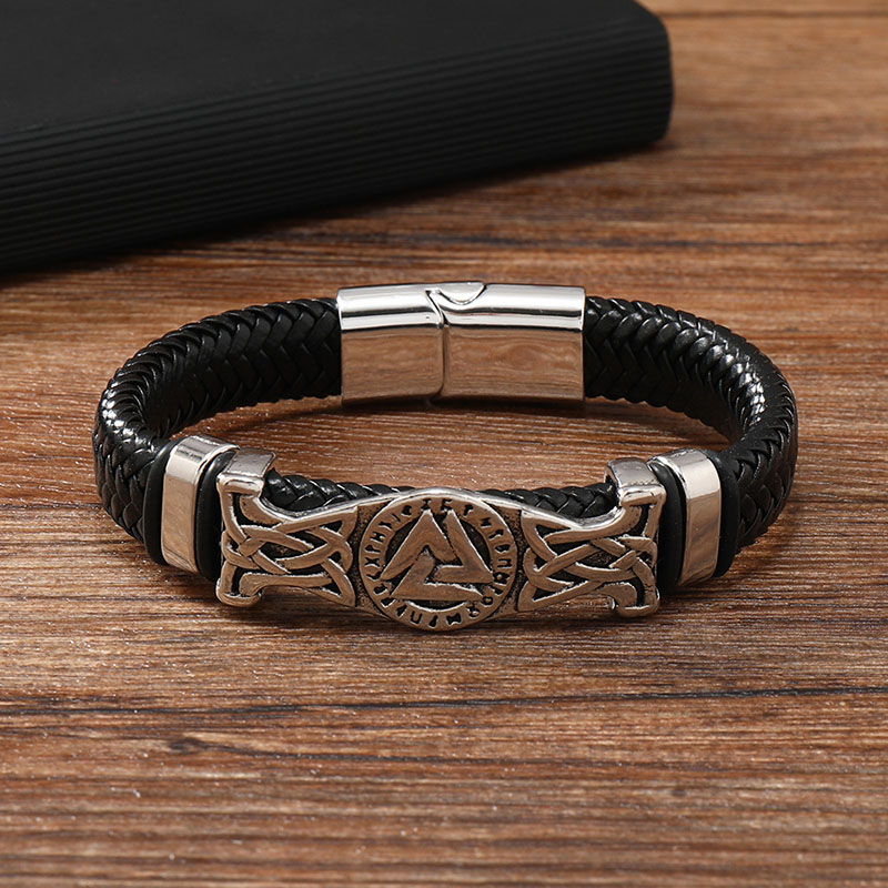 Gothic Retro Symbol Pu Leather Men's Bangle display picture 4