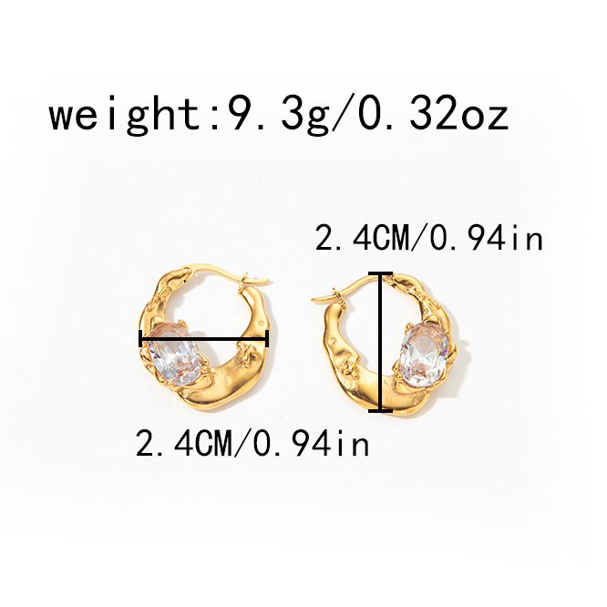 1 Pair Modern Style Sweet Oval Plating Inlay 304 Stainless Steel Zircon 14K Gold Plated Earrings display picture 1