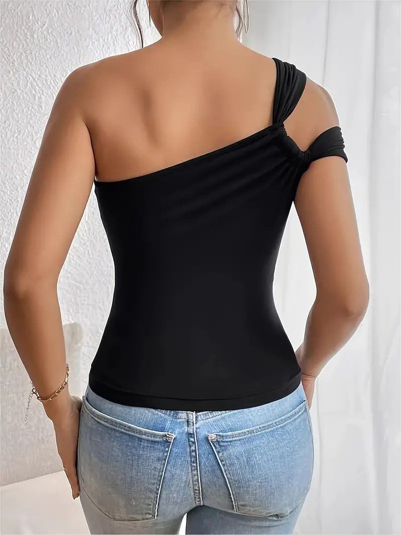 Mujeres Top Corto Cruzado Camisetas Sin Mangas Plisado Ropa De Calle Color Sólido display picture 8