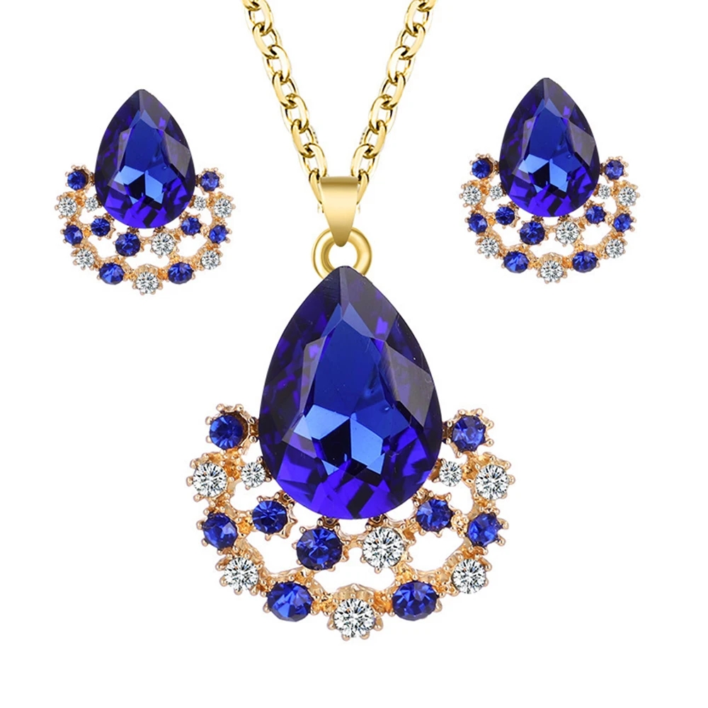 Elegant Luxurious Water Droplets Gold Plated Rhinestones Alloy Wholesale Jewelry Set display picture 1