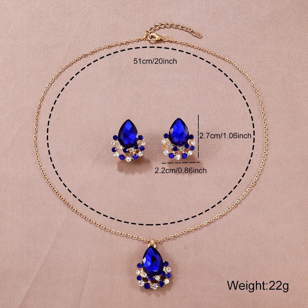 Elegant Luxurious Water Droplets Gold Plated Rhinestones Alloy Wholesale Jewelry Set display picture 6