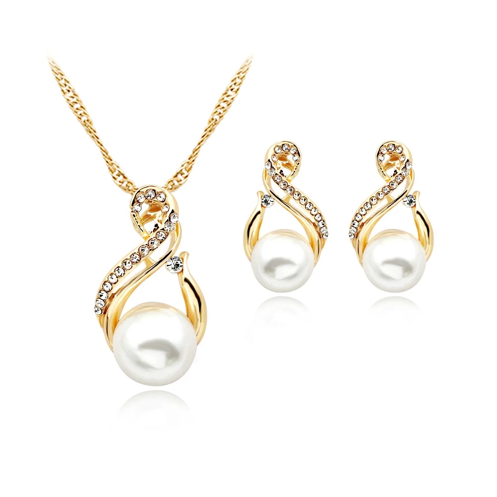 Elegant Luxurious Water Droplets Gold Plated Rhinestones Alloy Wholesale Jewelry Set display picture 7