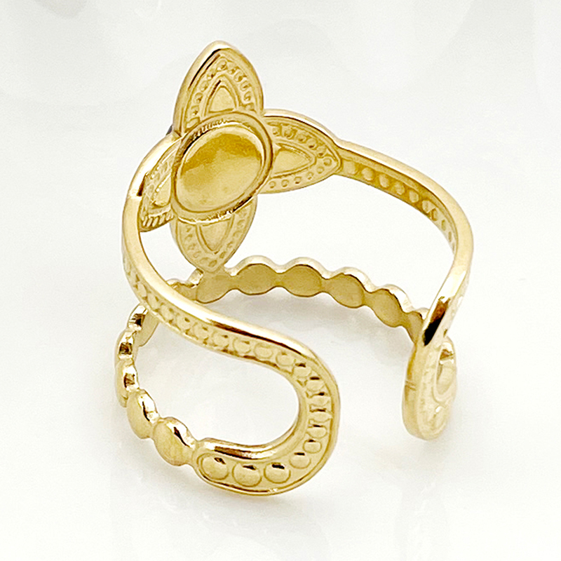 Vintage Style Simple Style Heart Shape Flower 304 Stainless Steel 14K Gold Plated Natural Stone Zircon Rings In Bulk display picture 2