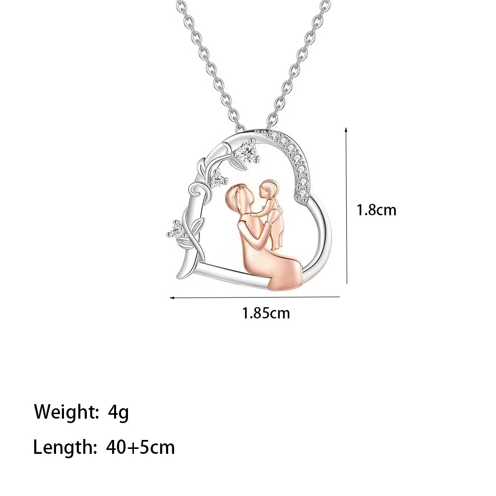 304 Stainless Steel 18K Gold Plated Rose Gold Plated Casual MAMA Simple Style Plating Inlay Human Artificial Diamond Pendant Necklace display picture 2