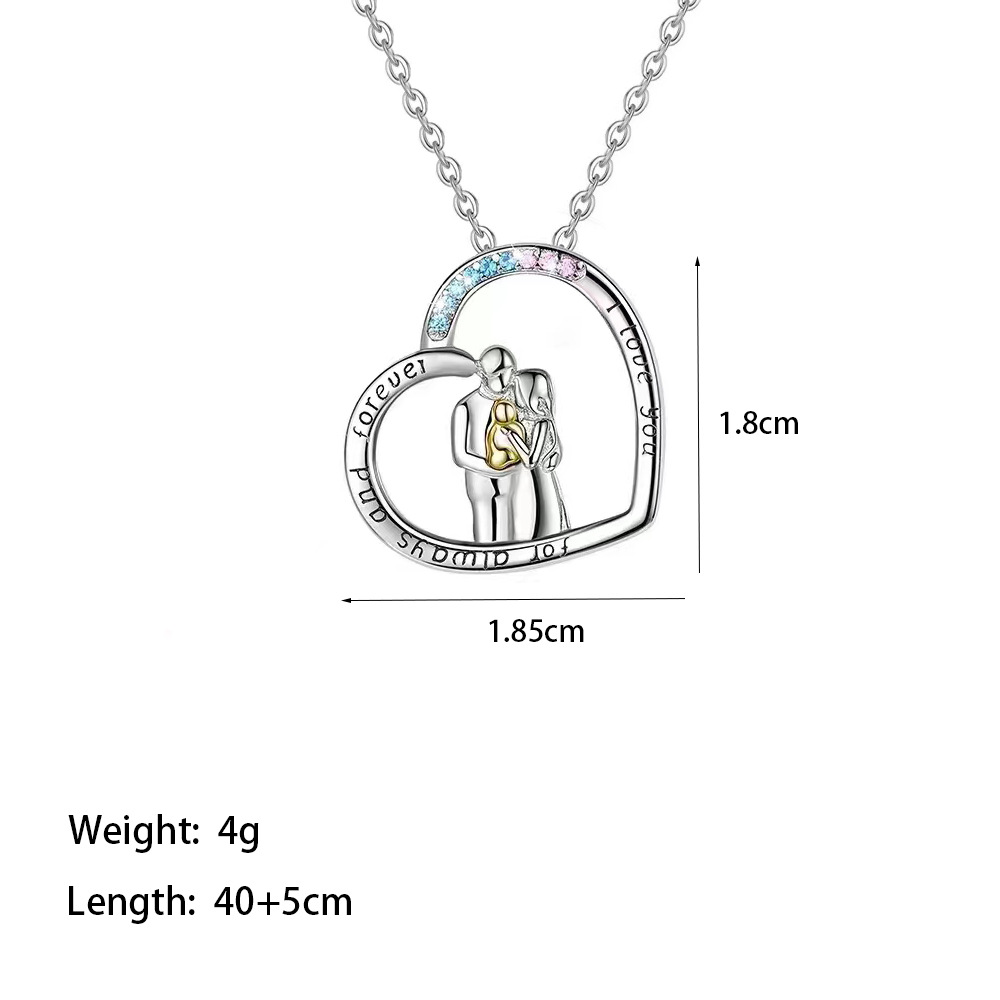 304 Stainless Steel 18K Gold Plated Rose Gold Plated Casual MAMA Simple Style Plating Inlay Human Artificial Diamond Pendant Necklace display picture 3