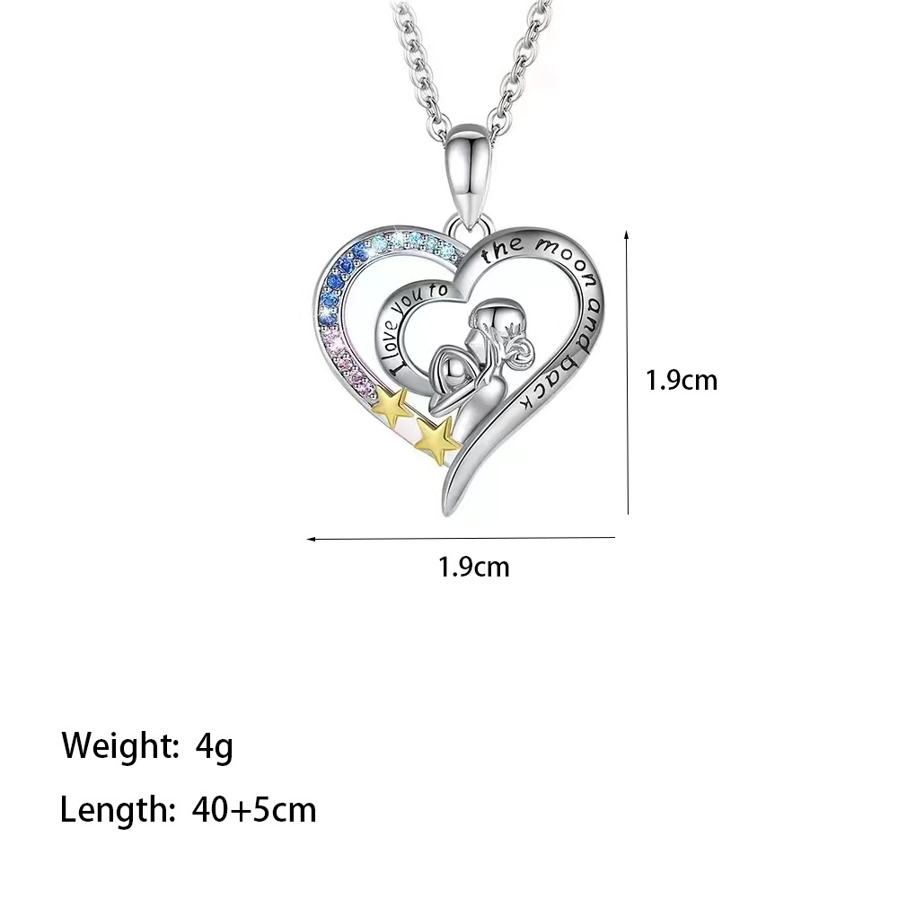 304 Stainless Steel 18K Gold Plated Rose Gold Plated Casual MAMA Simple Style Plating Inlay Human Artificial Diamond Pendant Necklace display picture 5