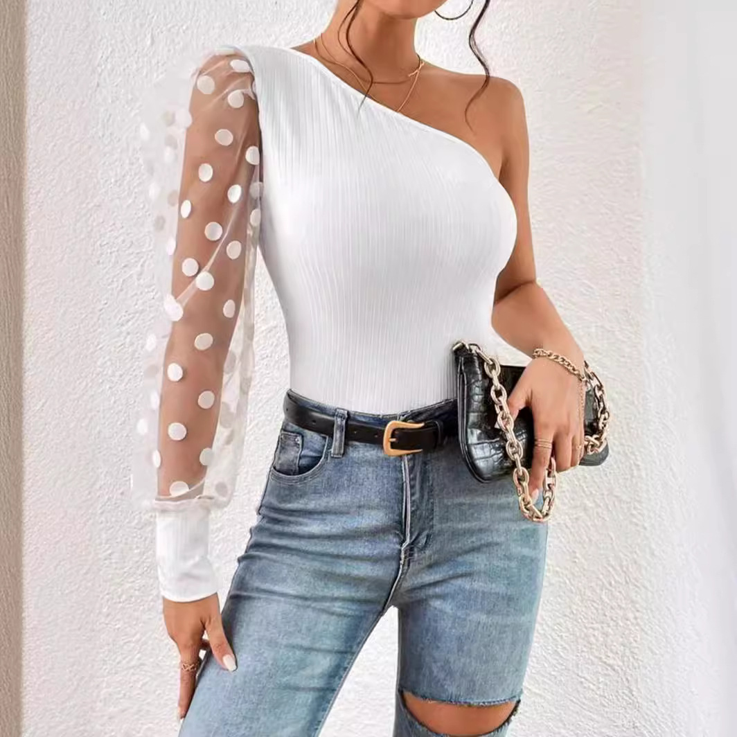 Women's Blouse Long Sleeve T-Shirts Patchwork Streetwear Polka Dots display picture 1