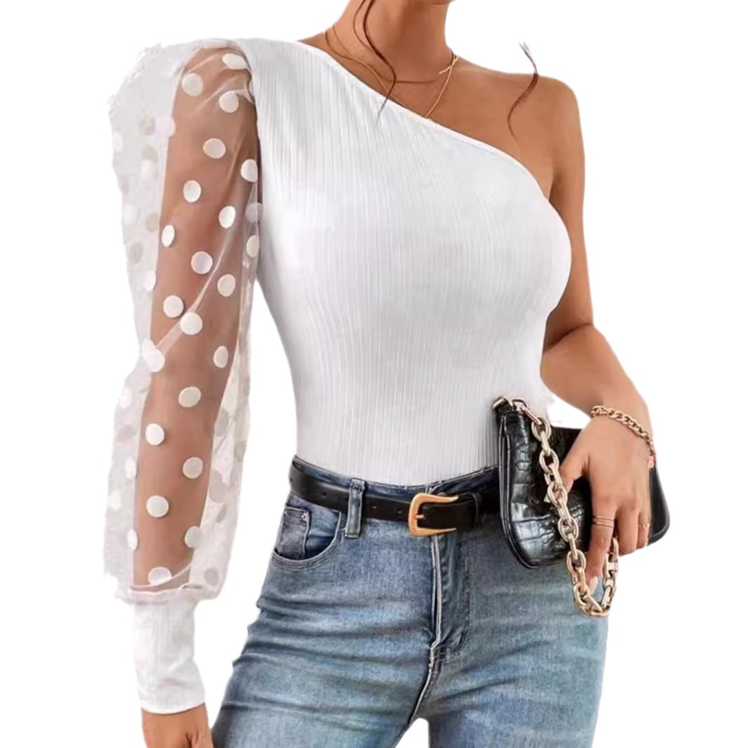 Women's Blouse Long Sleeve T-Shirts Patchwork Streetwear Polka Dots display picture 3