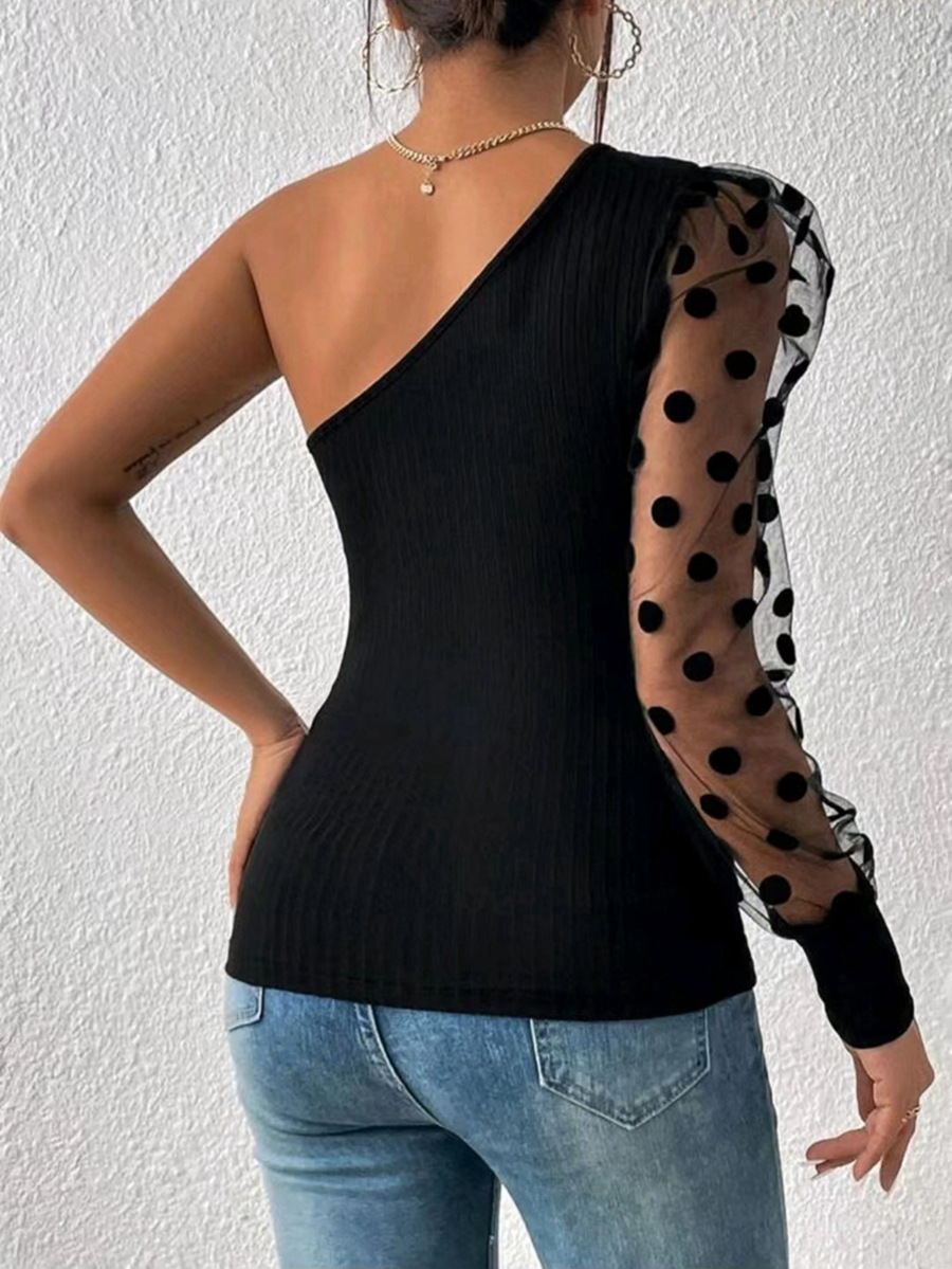 Women's Blouse Long Sleeve T-Shirts Patchwork Streetwear Polka Dots display picture 5