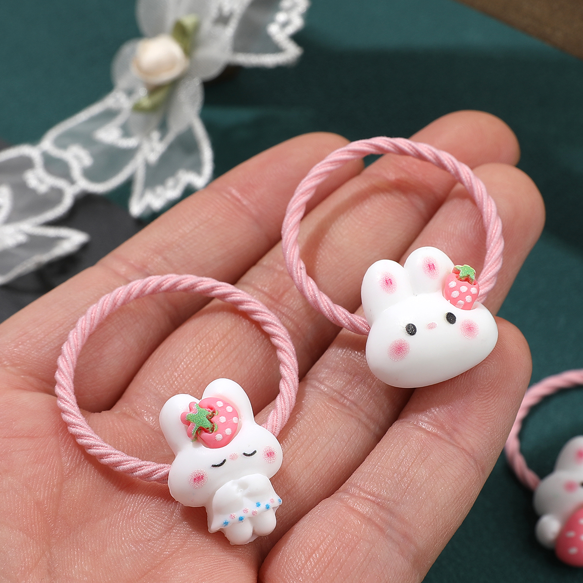 Girl'S Cute Rabbit Resin Hair Tie Rubber Band display picture 3