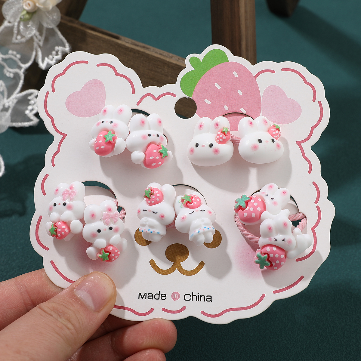 Girl'S Cute Rabbit Resin Hair Tie Rubber Band display picture 4