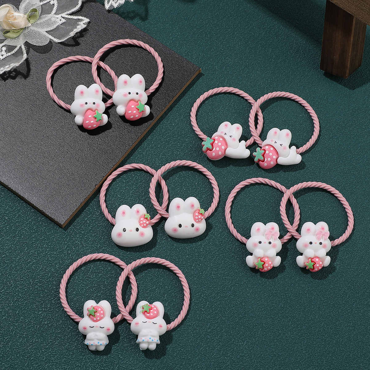Girl'S Cute Rabbit Resin Hair Tie Rubber Band display picture 6