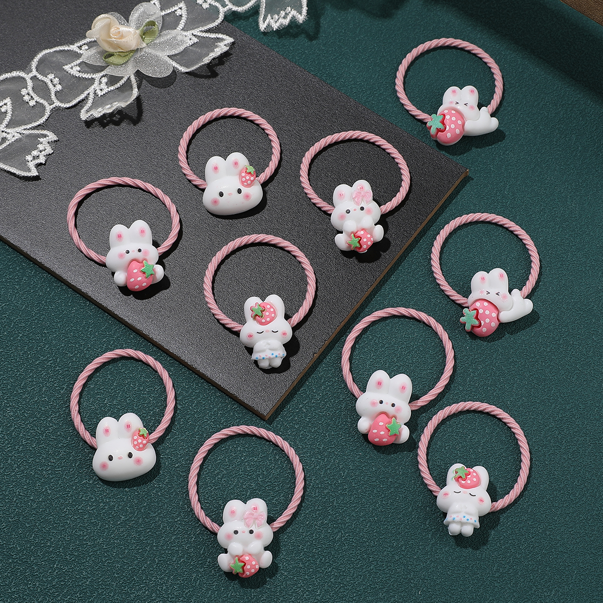 Girl'S Cute Rabbit Resin Hair Tie Rubber Band display picture 7
