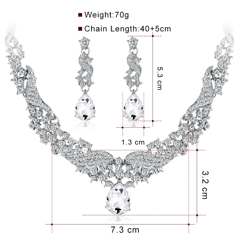 Elegant Luxuriös Einfarbig Legierung Überzug Inlay Legierung Kristall Strasssteine Vergoldet Frau Ohrringe Halskette Schmuck-Set display picture 16