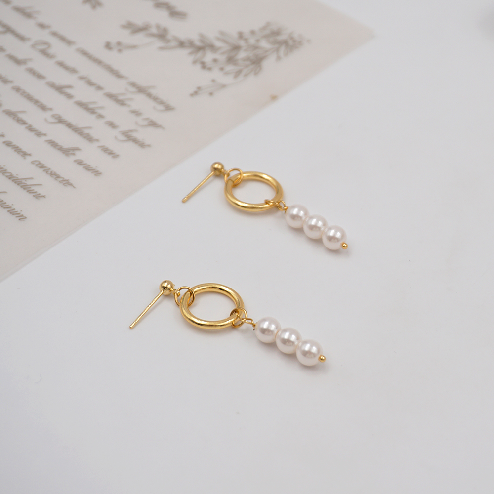 1 Pair Casual Vintage Style Ethnic Style Geometric Plating Inlay Imitation Pearl Copper Pearl Gold Plated Drop Earrings display picture 7
