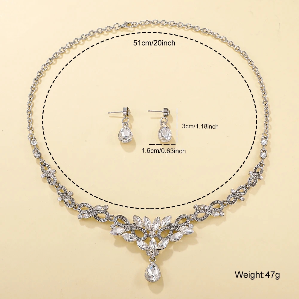 Elegant Luxurious Solid Color Alloy Plating Inlay Alloy Crystal Rhinestones Gold Plated Women's Earrings Necklace Jewelry Set display picture 22