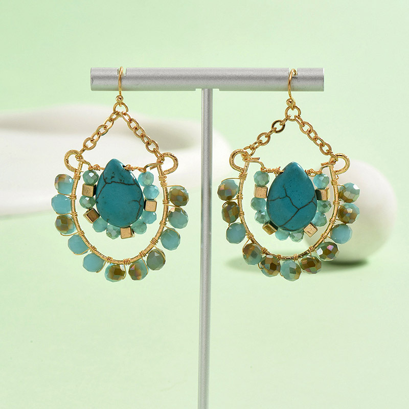 1 Pair Simple Style Classic Style Color Block Patchwork Iron Drop Earrings display picture 3