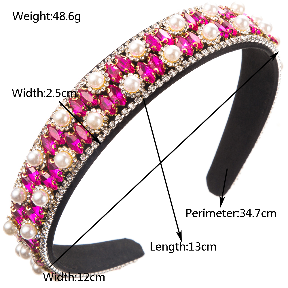 Women's Casual Vacation Classic Style Color Block Alloy Cloth Glass Inlay Rhinestones Glass Pearl Hair Band display picture 1