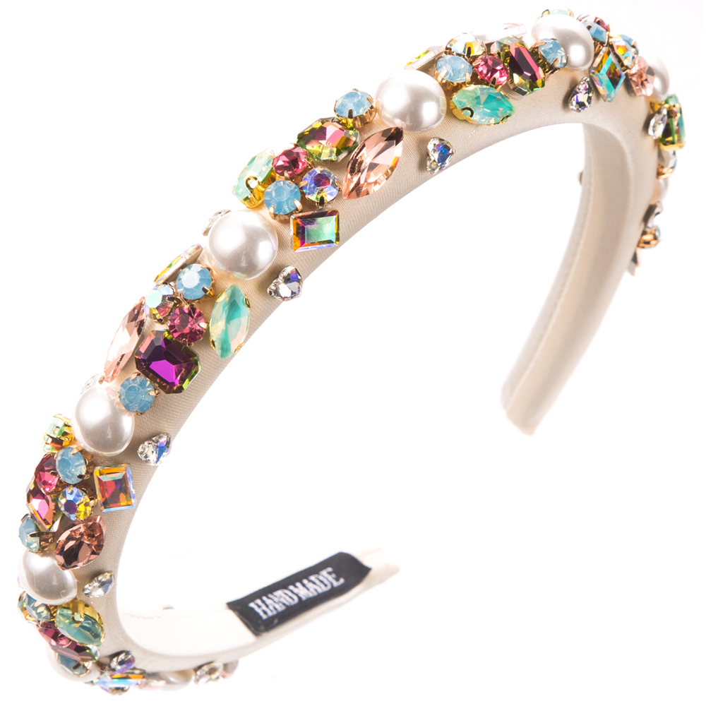 Women's Casual Vacation Classic Style Color Block Alloy Glass Plating Inlay Glass Hair Band display picture 8