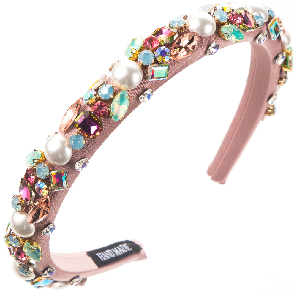 Women's Casual Vacation Classic Style Color Block Alloy Glass Plating Inlay Glass Hair Band display picture 6