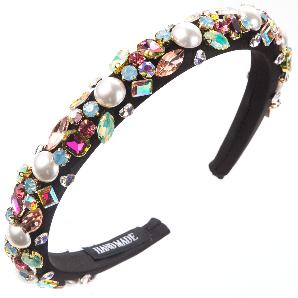 Women's Casual Vacation Classic Style Color Block Alloy Glass Plating Inlay Glass Hair Band display picture 7