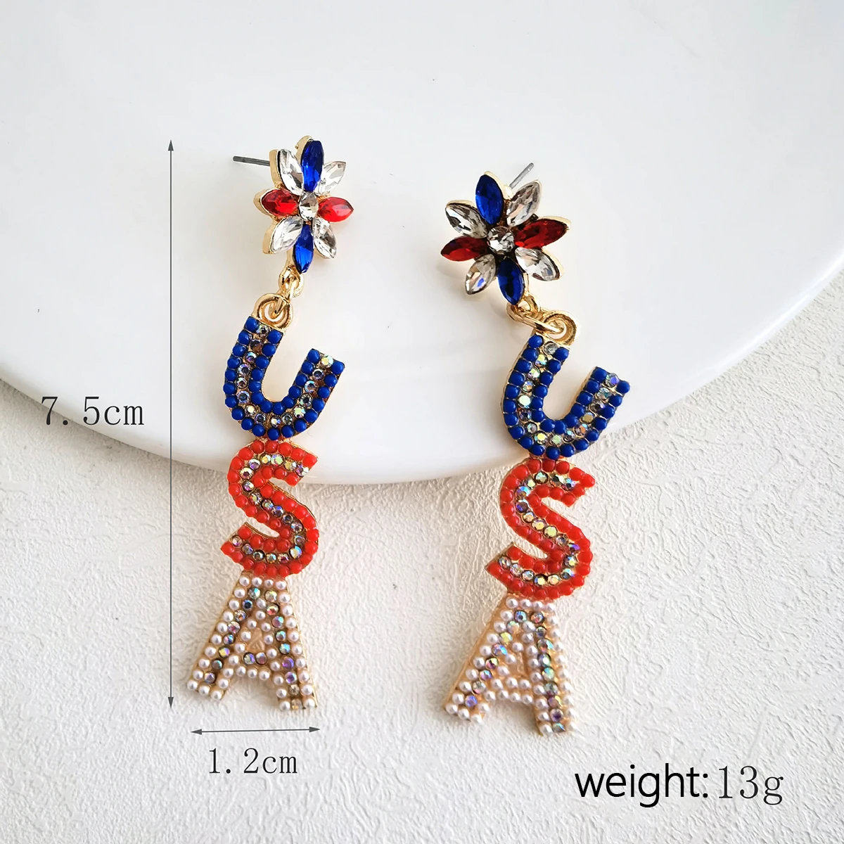1 Pair Vintage Style Luxurious Classic Style Usa Enamel Alloy Drop Earrings display picture 10