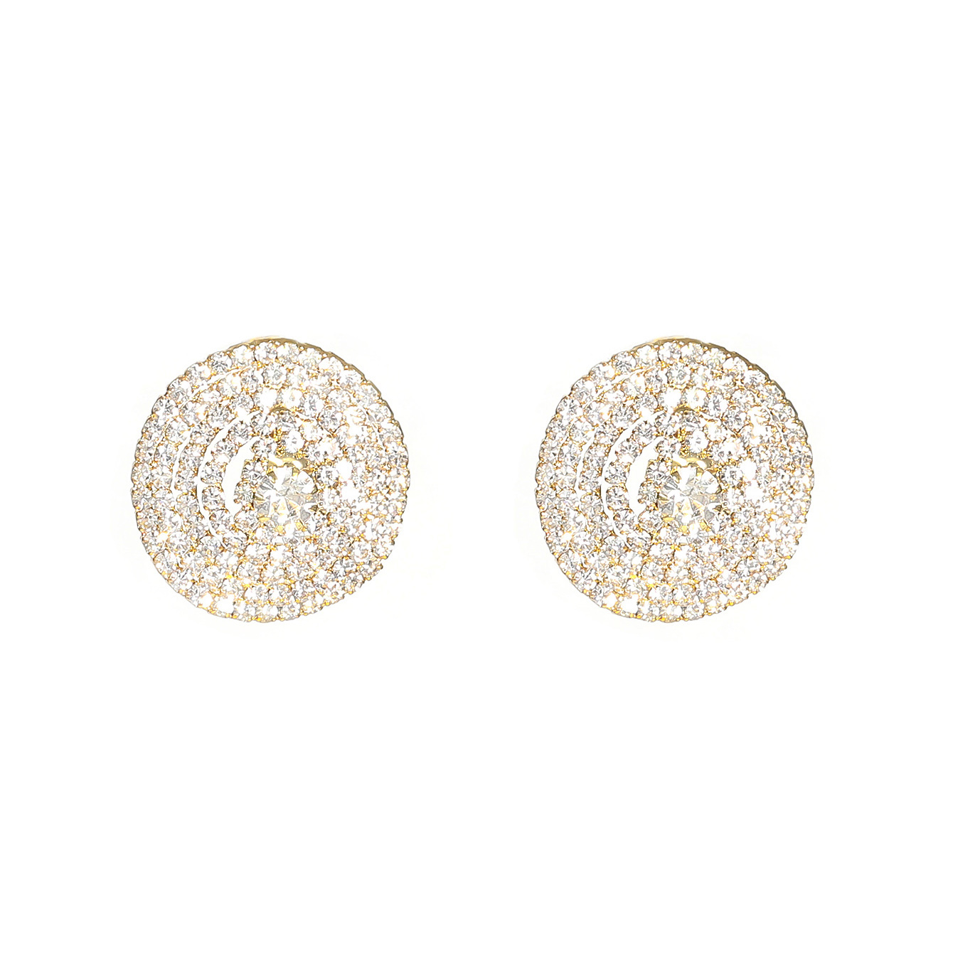 1 Pair Elegant Lady Streetwear Round Inlay Alloy Rhinestones Ear Studs display picture 1