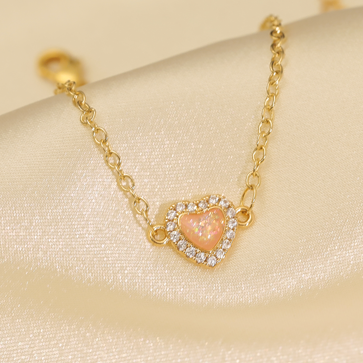 Copper 18K Gold Plated Y2K Cute Sweet Epoxy Inlay Heart Shape Zircon Bracelets display picture 1