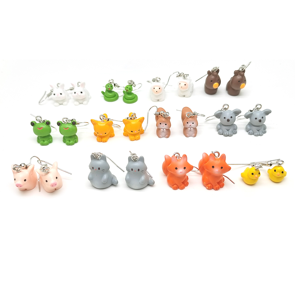 1 Pair Casual Cute Simple Style Animal Fox Frog Alloy Resin display picture 14