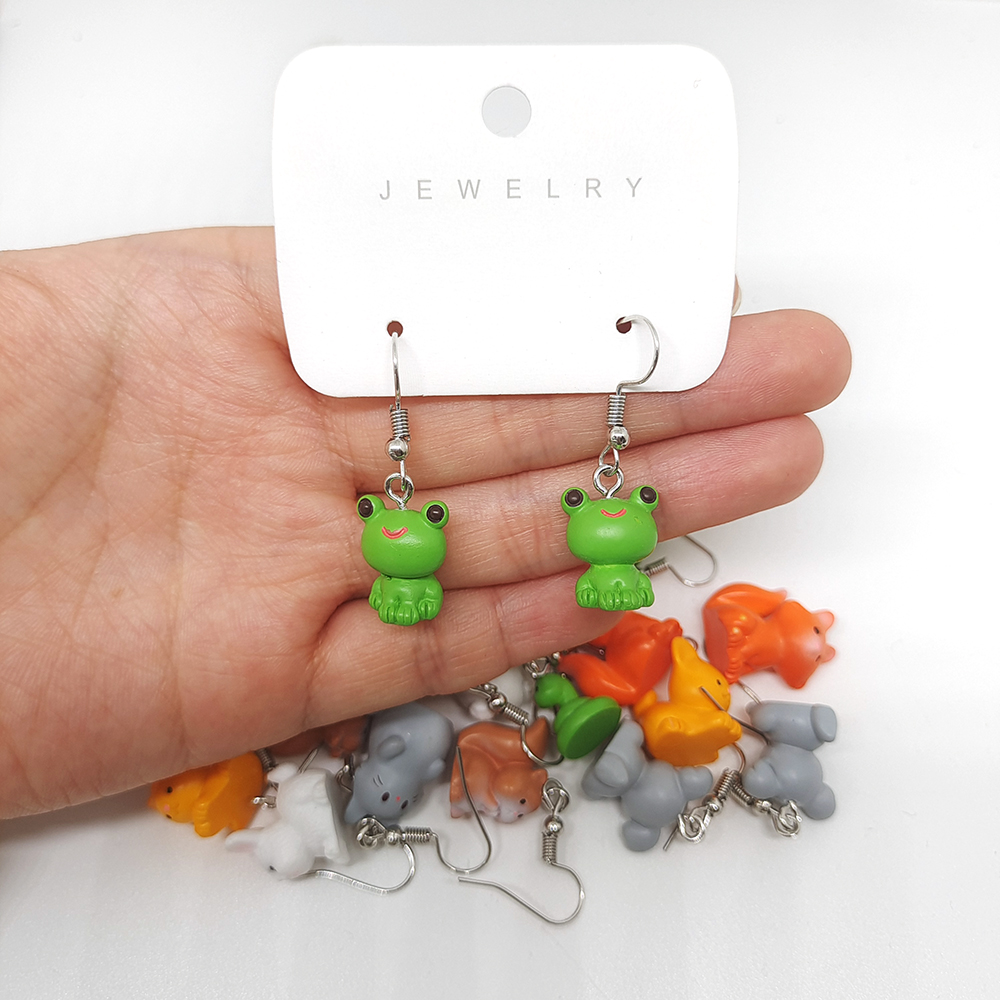 1 Pair Casual Cute Simple Style Animal Fox Frog Alloy Resin display picture 16