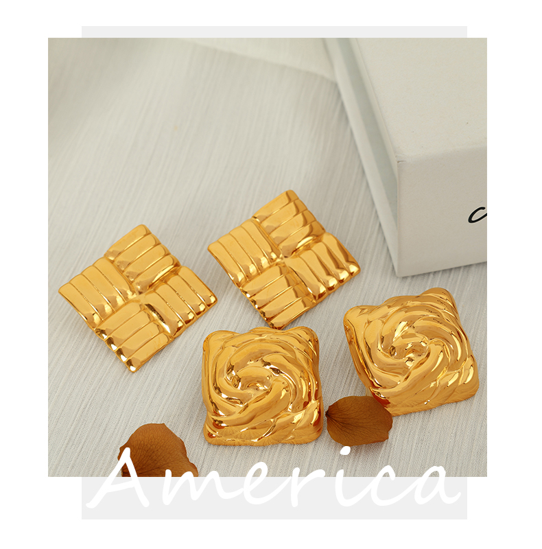 1 Pair Casual Luxurious Modern Style Geometric Plating 304 Stainless Steel 18K Gold Plated Drop Earrings display picture 5