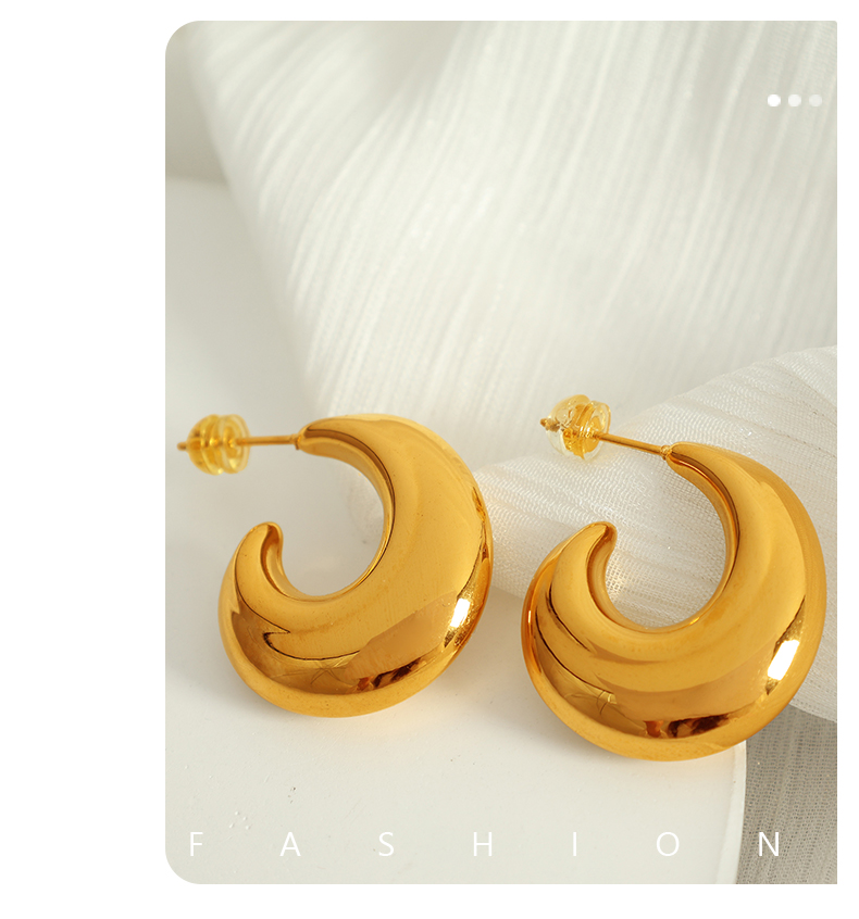 1 Pair Elegant Luxurious Modern Style Moon Plating 304 Stainless Steel 18K Gold Plated Ear Studs display picture 4