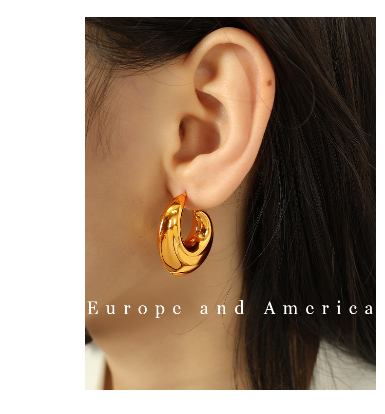 1 Pair Elegant Luxurious Modern Style Moon Plating 304 Stainless Steel 18K Gold Plated Ear Studs display picture 6