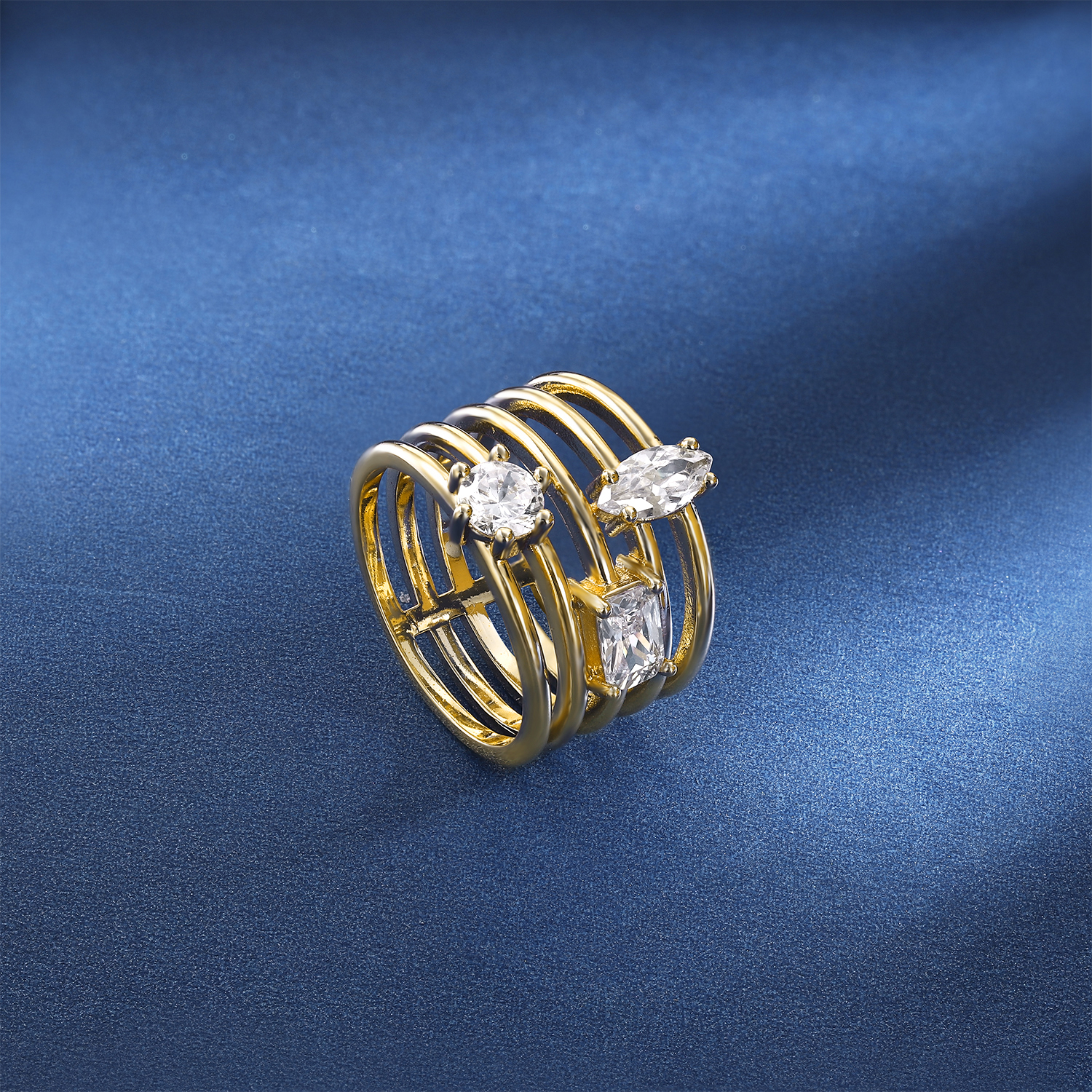 Kupfer 18 Karat Vergoldet Elegant Vintage-Stil Romantisch Überzug Inlay Einfarbig Zirkon Ringe display picture 1
