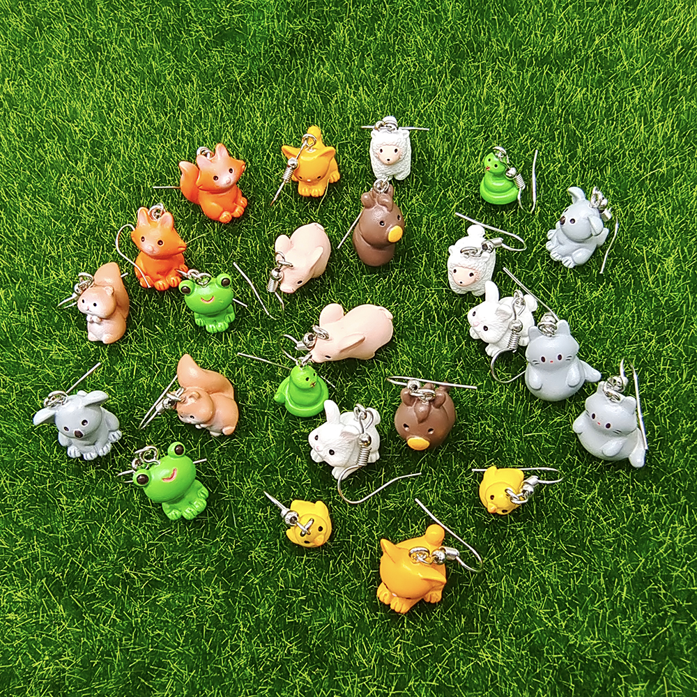 1 Pair Casual Cute Simple Style Animal Fox Frog Alloy Resin display picture 18