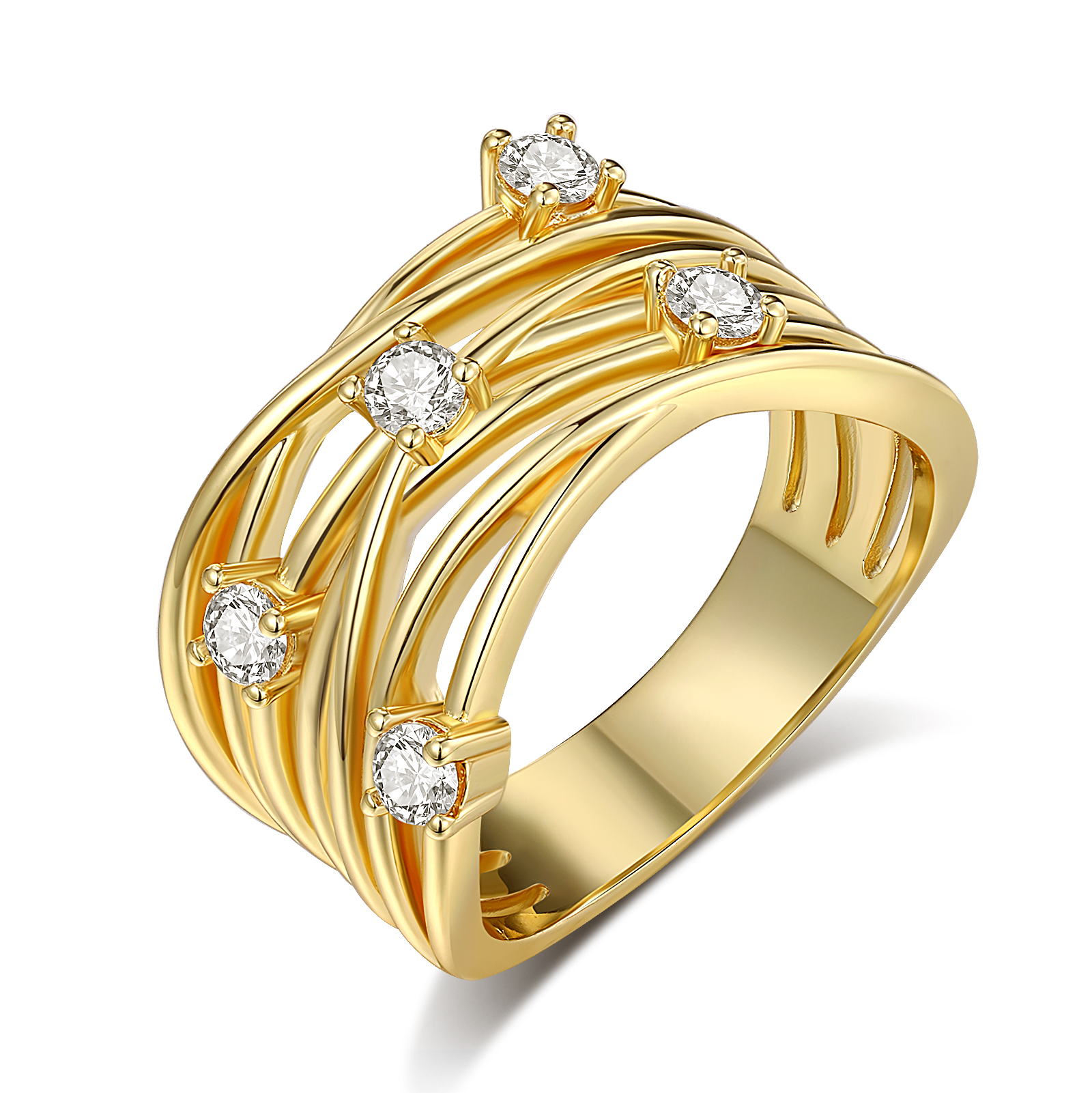 Kupfer 18 Karat Vergoldet Elegant Vintage-Stil Romantisch Überzug Inlay Einfarbig Zirkon Ringe display picture 3