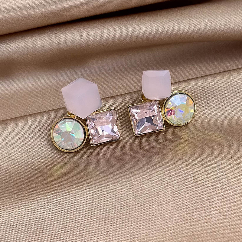 1 Pair Elegant Glam Simple Style Square Inlay Alloy Rhinestones Ear Studs display picture 6