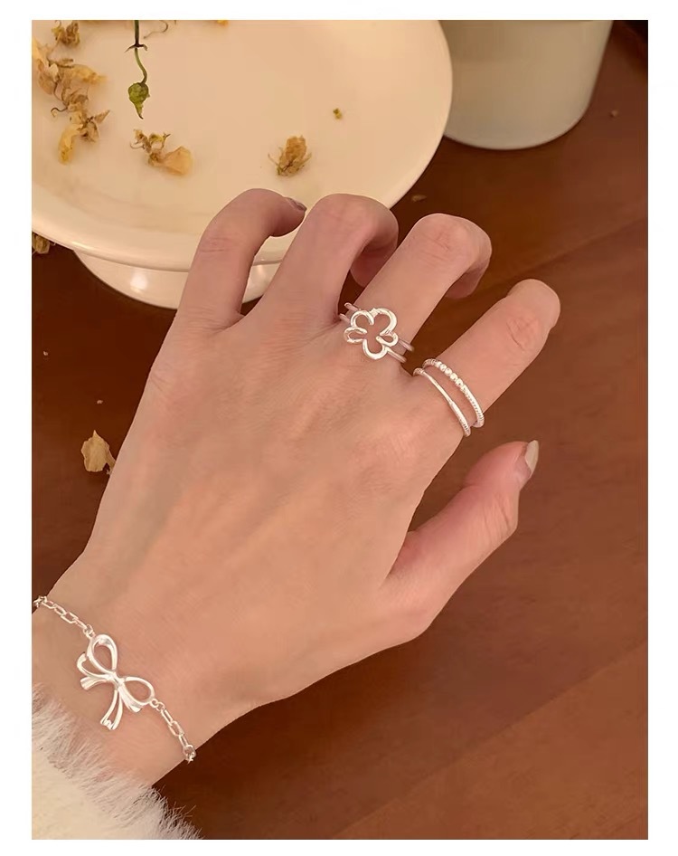 Sterling Silver IG Style Casual Plating Flower Open Rings display picture 3