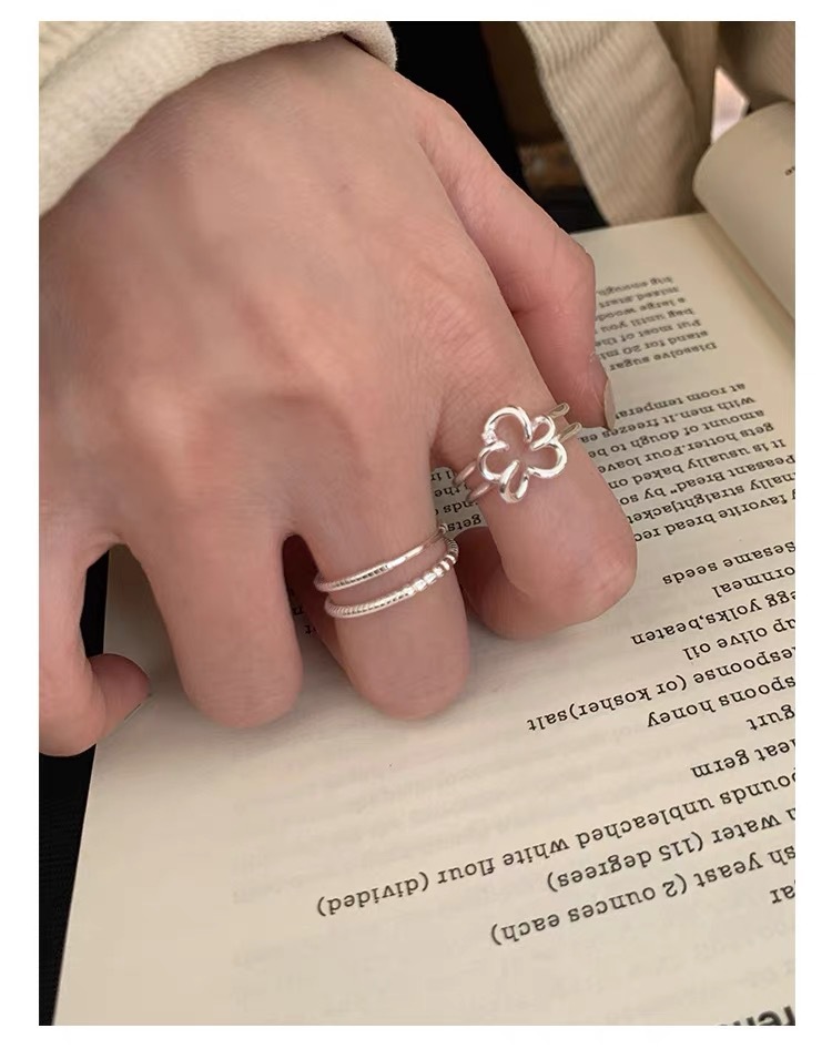 Sterling Silver IG Style Casual Plating Flower Open Rings display picture 7