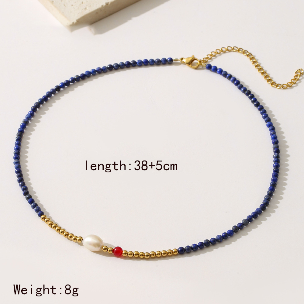 304 Stainless Steel Beaded 18K Gold Plated Simple Style Commute Beaded Round Pendant Necklace display picture 4