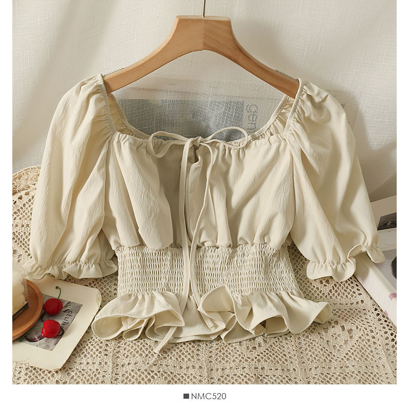 Women's Blouse 3/4 Length Sleeve Blouses Drawstring Washed Backless Simple Style Solid Color display picture 5