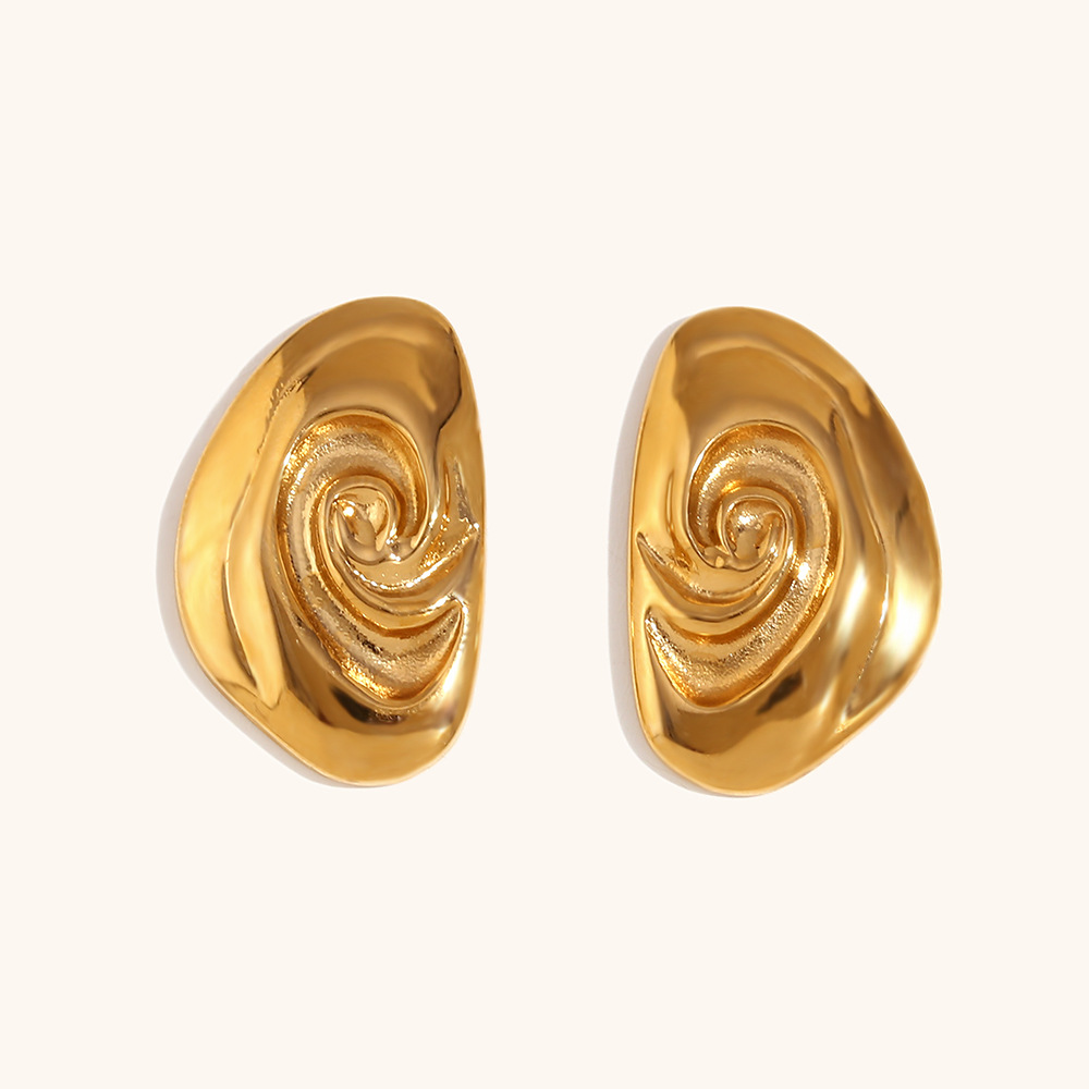 1 Pair Vintage Style Commute Conch Cochlear Plating 304 Stainless Steel 18K Gold Plated Ear Studs display picture 1