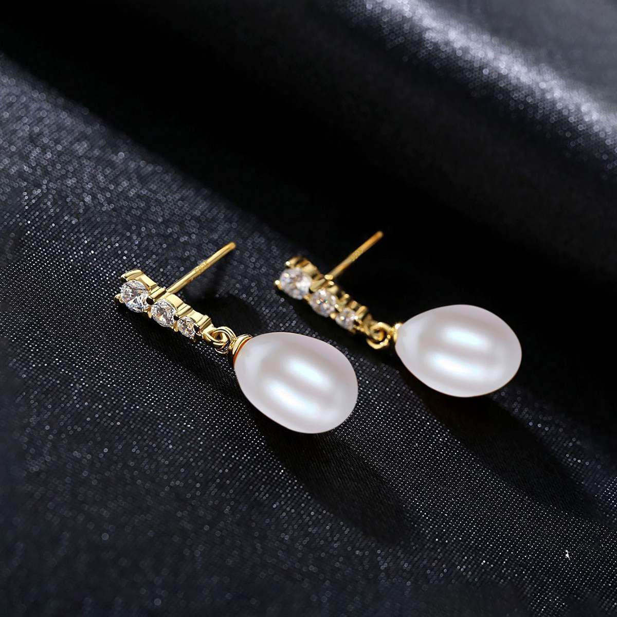 Elegant Wedding Simple Style Pearl 14K Gold Plated Freshwater Pearl Freshwater Pearl Sterling Silver Wholesale Jewelry Set display picture 4